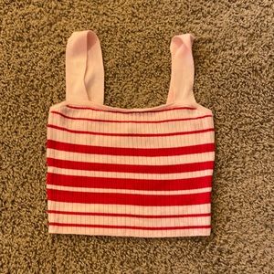 Red and white striped crop top